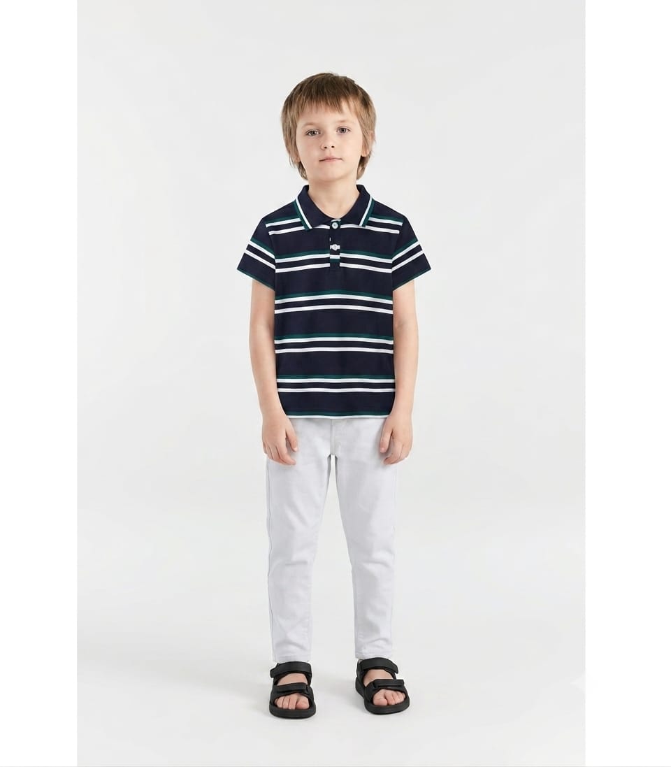 Kids Yarn-Dyed Striped Jersey Polo