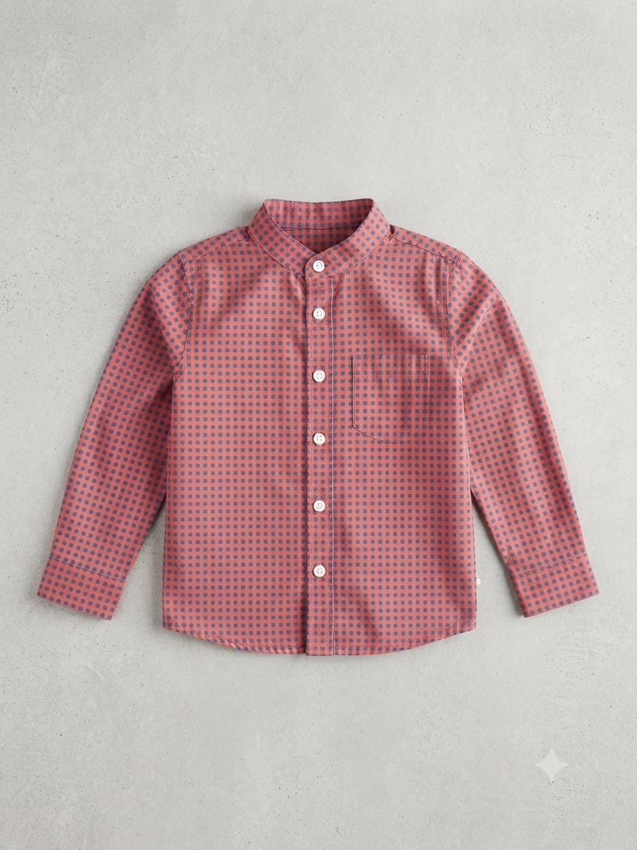 Boys Casual Band-Collar Shirt