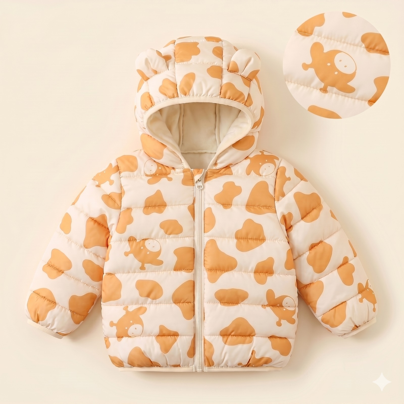 Kids Cute Animal Print Hooded Puffer Jacket alternate