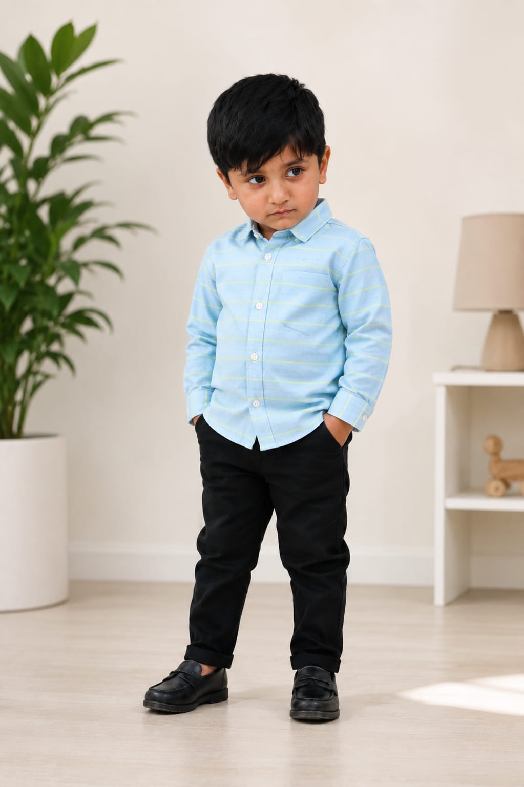 Kids Soft Striped Casual Button-Down Shirt