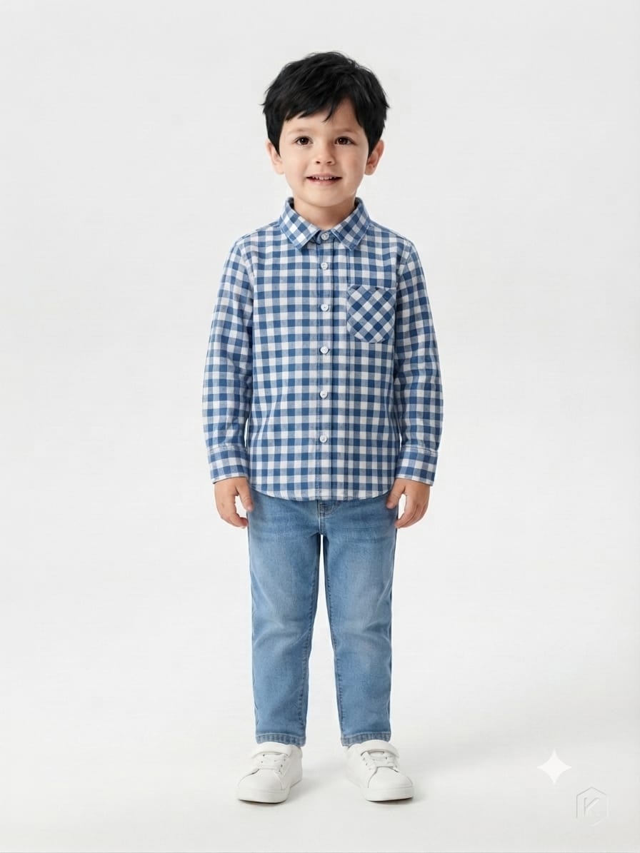Kids Classic Gingham Checked Casual Shirt